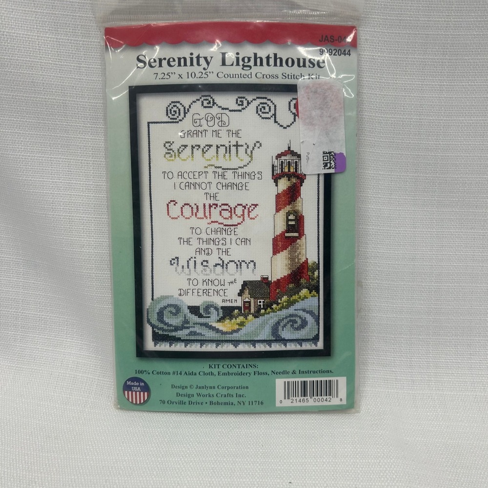 Janlynn Serenity Lighthouse Counted Cross Stitch Kit Prayer Nautical 4 Ct NEW